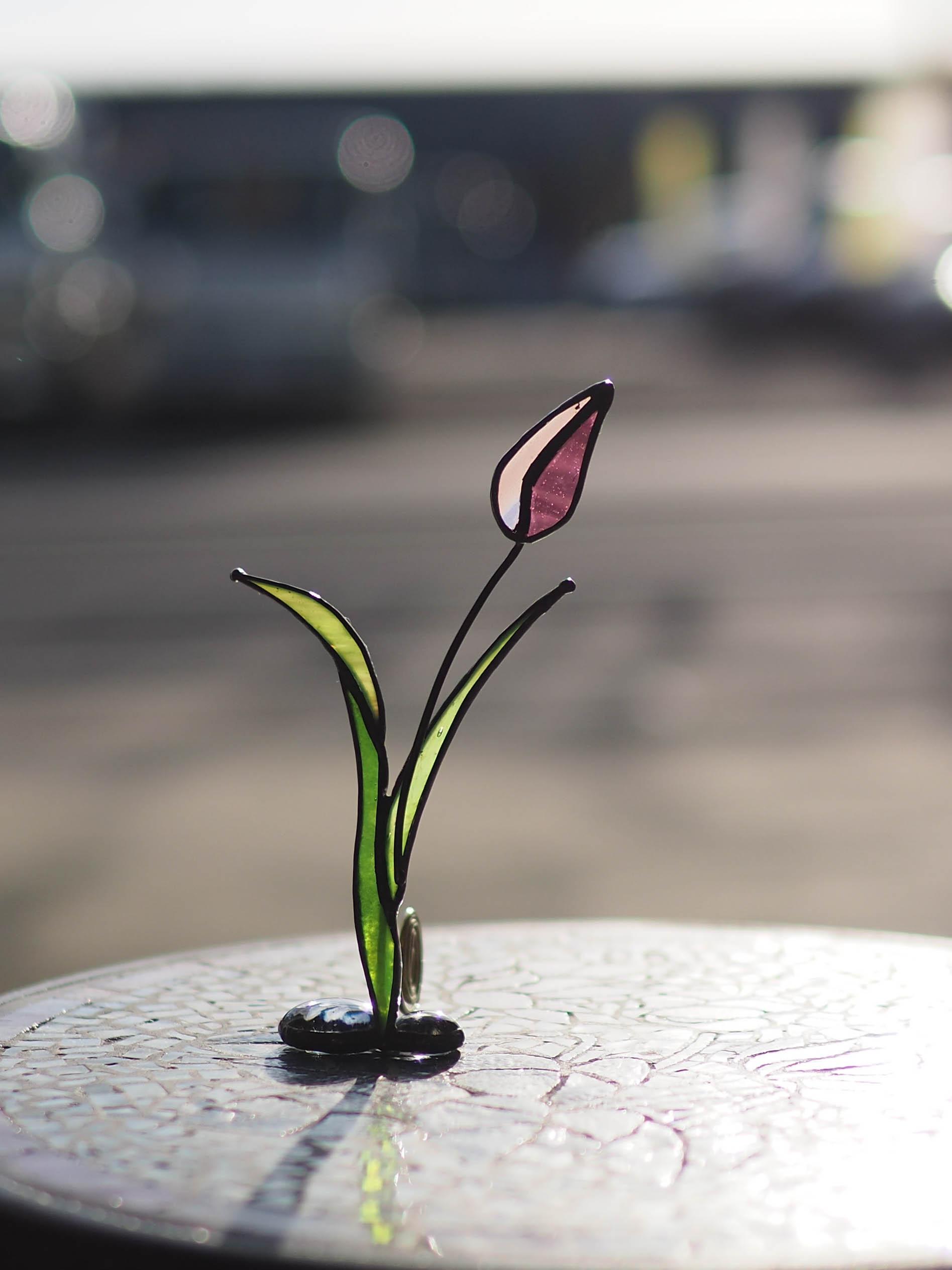 「チューリップ」ステンドグラス・アンティークガラス・窓辺にちょこんとシリーズ | 10枚目