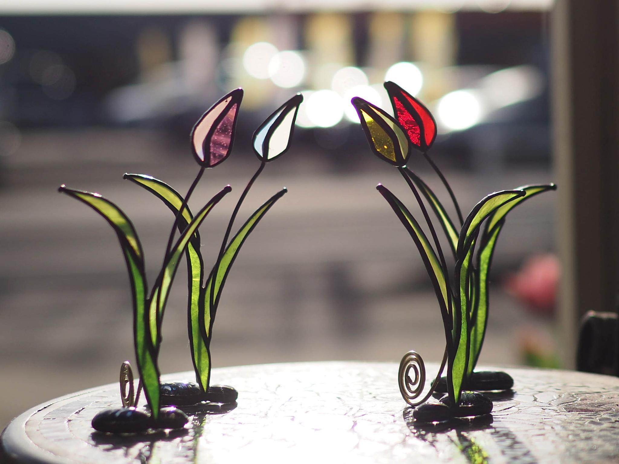 「チューリップ」ステンドグラス・アンティークガラス・窓辺にちょこんとシリーズ | 14枚目