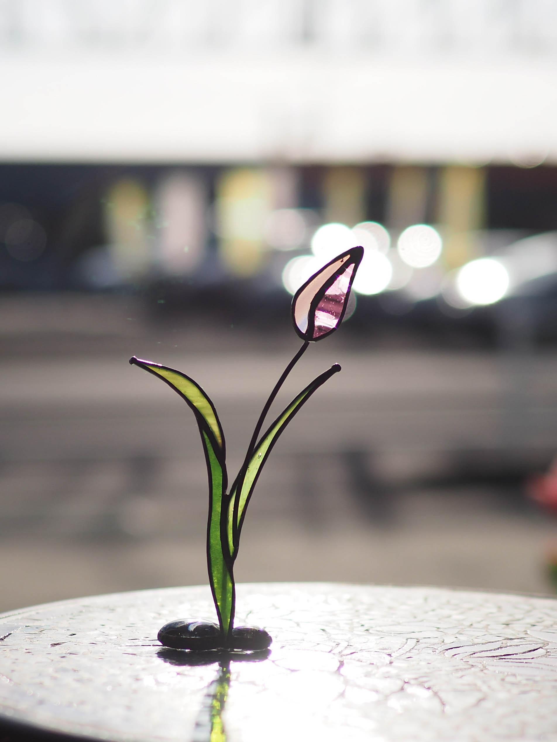 「チューリップ」ステンドグラス・アンティークガラス・窓辺にちょこんとシリーズ | 9枚目